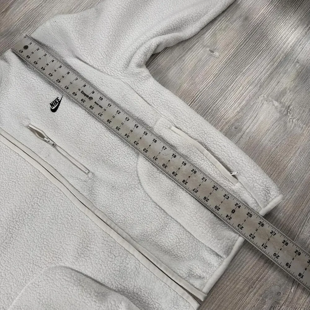 Nike Sportswear Club Fleece Jacket Mens Medium White Full Zip High Pile Preppy - Picture 5 of 7